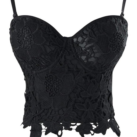 Women’s punk goth floral lace corset crop top XXL - Picture 1 of 7